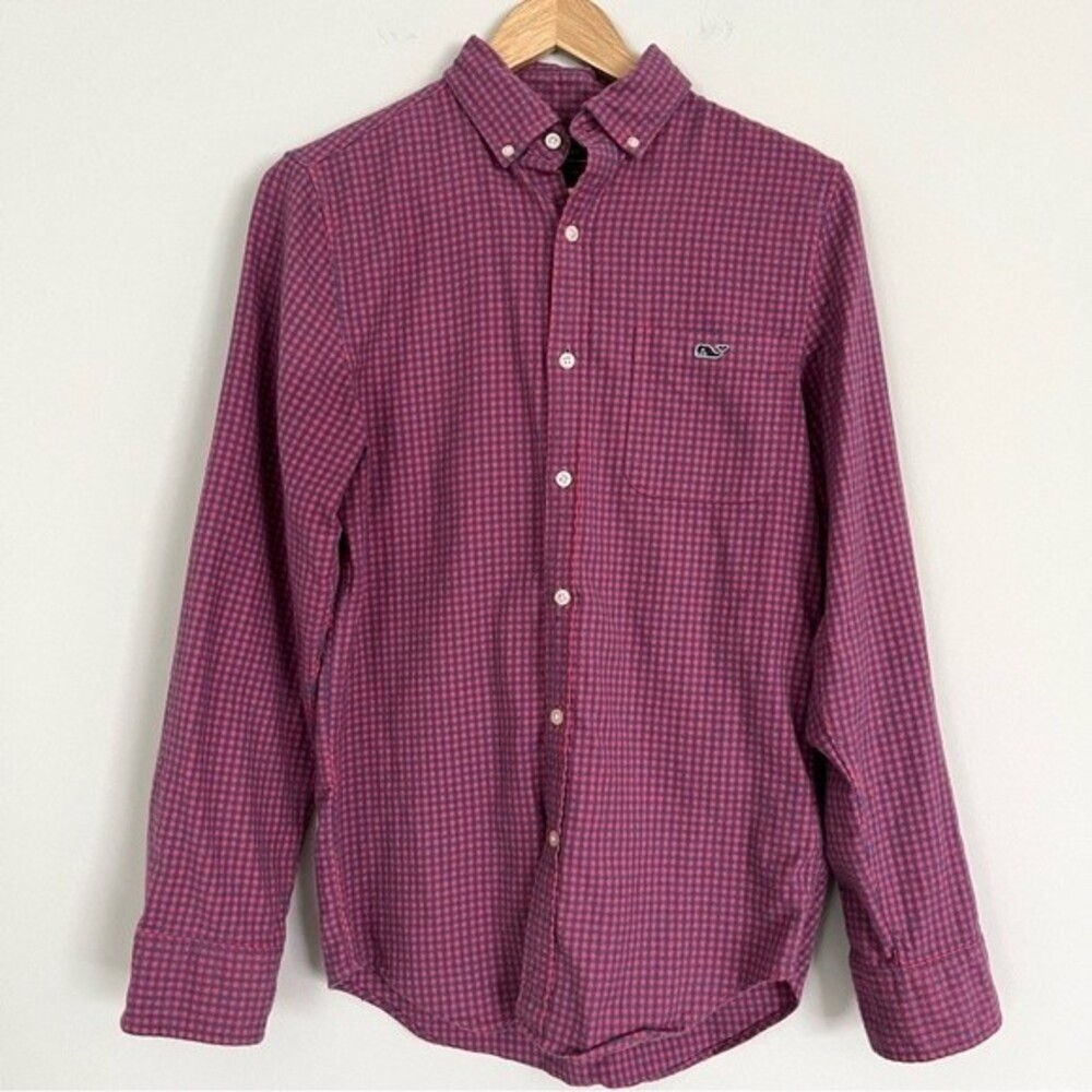 Vineyard Vines Blue and Red Check Flannel Button Down, Size XS
